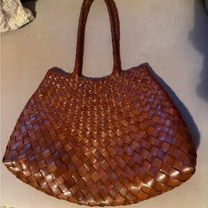Dragon Diffusion Woven Leather Tote - Chestnut Brown